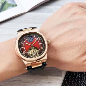 Montre automatique mécanique de haute qualité avec bracelet en cuir, cadran en cristal saphir, résistance à l'eau 30 bars, style professionnel simple - Product Image 5