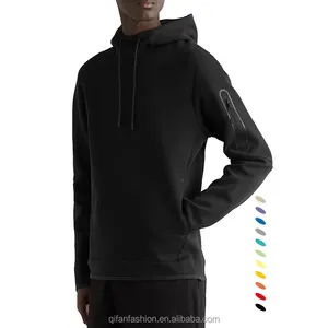 Custom tech fleece softshell running workout gym sports hoodie with arm zip pocket