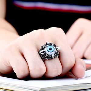 Anillo de Acero Inoxidable para Hombre con Piedra de Garra, Anillo Ojo del Diablo, Anillo Punk de Moda Infernal - Product Image 5