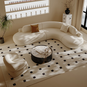 Moderne gebogene Schnitts ofa garnitur Luxus Nordic Velvet Boucle <span class=keywords><strong>Recliner</strong></span> Modular Schlankes Design Wohnzimmer Kleine Räume im Freien - Product Image 3