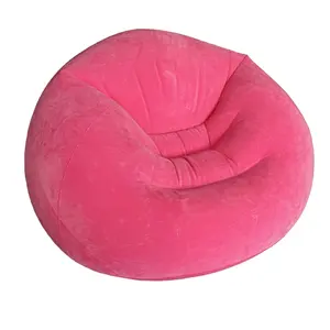 Fabrika özelleştirilmiş akın PVC pembe şişme tek tembel kanepe dayanıklı seyahat havaya uçurmak beanbag sandalye salonu fasulye torbası mobilya