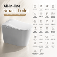 WC intelligent monobloc en céramique avec siège chauffant, chasse d'eau automatique, bidet électrique, pour salle de bain