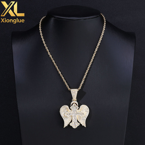 Best-selling <b>Cross</b>-shaped Wing Zircon Pendant for Men - Hip-hop Necklace Custom-made Personalized Retro-style Accessory - Product Image 3