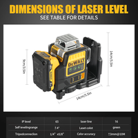 2025 pour DeWALT 360 °   Niveau laser vert rotatif 3D à 12 lignes, outil de marquage professionnel pour la construction en extérieur, batterie au lithium DW89LG