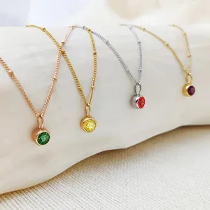 Collier en acier inoxydable EManco avec pierre de naissance, chaîne perlée, bijoux en zircone, cadeau d'anniversaire constellation, livraison directe - Product Image 4