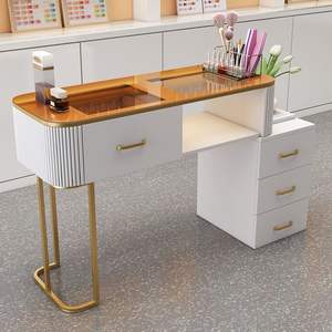 Mesa de manicura de estilo ligero y lujoso, blanca, multifuncional, de madera maciza, para una sola persona, completa, de lujo ligero, para el hogar, sencilla - Product Image 1