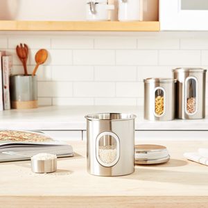 <b>Perspective</b> Can Food Snacks Carnisters, Kitchen Storage Jar Sets Stainless Steel Covered Glass Metal 2-3L - Product Image 6