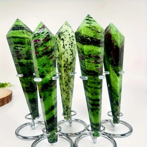 Wholesale Fanshi High Quality Crystal Crafts Polished Ruby Zoisite Wand Feng Shui Mascot Quarts Art Love Decor Souvenir