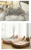Lit de luxe pour animaux de compagnie, grande peluche de dessin animé, doux et confortable, lit pour animaux de compagnie pour chat et chien avec image florale, matelas en mousse à mémoire de forme