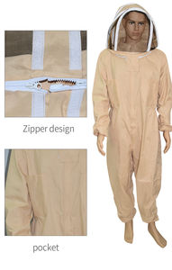 Chinabees Bruin Polyester Katoen Full Body Eendelig Anti Bijenpak Voor Imkers Bijenteeltgereedschap - Product Image 2