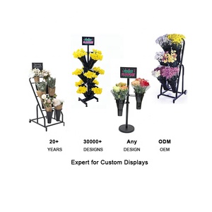 Magasin Bambou Acrylique Bois Fer Métal Plante Chariot Étagère Pot de Fleurs Artificielles Seaux Présentoir Avec Étagère - Product Image 2