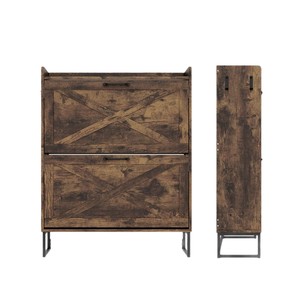 European Style Flip Down <b>Shoe</b> Cabinet Double Layer <b>Space</b> <b>Saving</b> <b>Storage</b> Rack For Living Room Entryway Floor Standing - Product Image 5