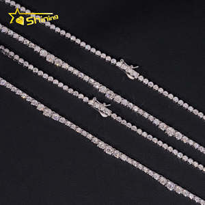 Kalung Choker desain mewah baru Bezel Moissanite 925 perak <span class=keywords><strong>Sterling</strong></span> 2MM rantai tenis Moissanite Hip Hop untuk pria wanita - Product Image 4