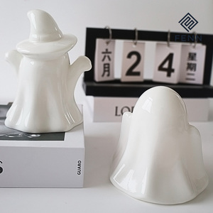 FENN Porte-bougie chauffe-plat en céramique fantôme mignon personnalisé pour Halloween, décoration de table pour hôtels et cafés, vente en gros, cadeau de fête - Product Image 2