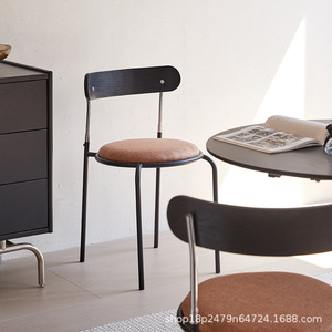 Chaise de salle à manger en bois massif, dossier rembourré, structure en métal, style nordique, pour la salle à manger à domicile, usage adulte - Product Image 3