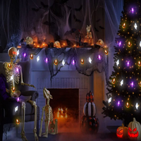 Guirlande lumineuse LED décorative pour Halloween, motifs chauve-souris et fantômes, pour intérieur et extérieur