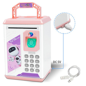 Boîte à épargne pour enfants, jouets cadeaux, rechargeable, déverrouillage par empreinte digitale, reconnaissance faciale, enrouleur automatique de billets, tirelire - Product Image 3