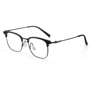 Gafas retro de media montura para hombre, montura cuadrada, titanio puro, ligeras, 26029, gafas de miopía para negocios - Product Image 1