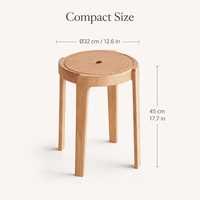 Tabouret de salle à manger empilable en bois, rond, sans dossier, gain de place, pour cuisine, café, restaurant
