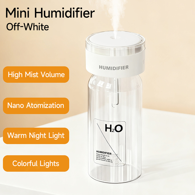 New Super Quiet Colorful Cool Mini Humidifier 2 Mist Modes USB/Battery Personal Desktop Small Humidifier  for Car Bedroom