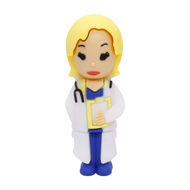 Cartoon Nurse Flash Drives Hospital Medical Equipment with PVC USB 3.0 & USB 2.0 Interfaces