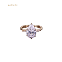 Bague en moissanite en forme de poire pour femme, 1 2 3 4 5 6 carats, en argent sterling 925, sertie de pierres, tendance, personnalisable, vente en gros directe usine