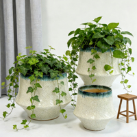 Taille personnalisée disponible, macetas, décoration de jardin extérieur, pots à fleurs en céramique blanche lisse et vernissée