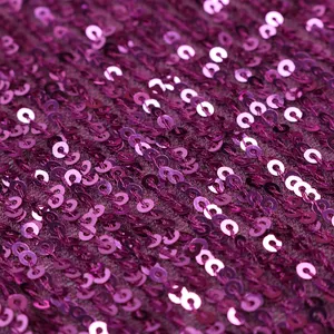 Wholesale Luxury Exquisite Purple Bridal 3mm Stripe Colorful Embroidery Stretch Sequin Fabric for Fashion Dress