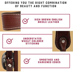 Têtière Western Weaver en Cuir Véritable Marron, Accessoire d'Équitation Style Cowboy - Product Image 5