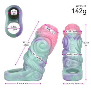 ปลอกอวัยวะเพศชาย SHAZ สีสันสดใส ปลอกครอบอวัยวะเพศชายแบบเปิด ปลอกเพิ่มขนาดอวัยวะเพศชาย ช่วยชะลอการหลั่ง ถุงยางอนามัยแบบกลวง ของเล่นทางเพศสำหรับผู้ชาย - Product Image 2