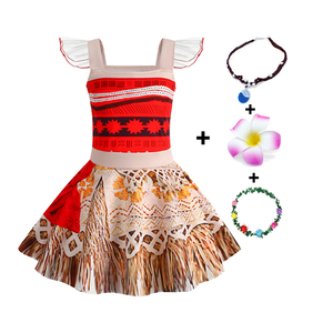Latest <strong>Moana</strong> Cosplay Costume Halloween Adventure Girls Dress Beach Dresses Necklace Pocahontas Movie Kids Party <strong>Clothes</strong> - Product Image 3