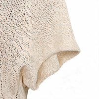 Pull tricoté pour femme, coupe ample, léger, décontracté, d'été, style Y2K, à épaules dénudées, col asymétrique, manches courtes, top asymétrique tombant