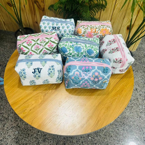 Top Ethnic Handmade Floral Cotton Down <b>Zip</b> Makeup Bag Bridesmaid Gifts Proposal Cosmetic Bag Women Cosmetic Bags - Product Image 1