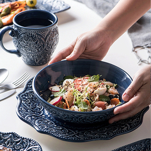Service de table en céramique de style <span class=keywords><strong>baroque</strong></span> vintage, ensemble de <span class=keywords><strong>vaisselle</strong></span> en porcelaine, assiettes et bols, tasses - Product Image 5