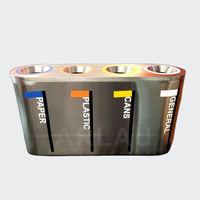 Poubelle de tri extérieure en acier inoxydable pour aéroport, centre commercial, poubelle de séparation des déchets en métal, bac de recyclage public commercial