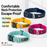 Collier pour chien réglable en nylon, rembourré en néoprène souple, anti-évasion, avec anneau en D en alliage robuste, pour chiens de taille moyenne à grande (XS-L), vente en gros OEM