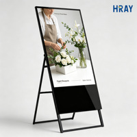 Écran publicitaire numérique LCD HRAY de 49 pouces pour intérieur, sur pied, avec option tactile capacitive pour application en centre commercial