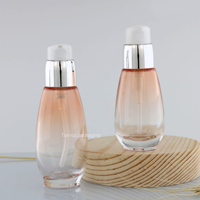 Luxe 30ml 45ml verre visage huile essentielle bouteille emballage dégradé noir cosmétique cheveux sérum bouteille avec pompe
