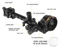 Visée de tir à l'arc micro-réglable Topoint TX1650 avec 5 fibres optiques de 0,019 po et outil 3 axes pour arc composé, chasse et tir sur cible
