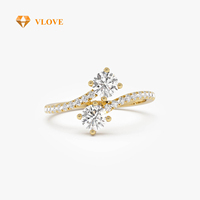 Cincin Pertunangan VLOVE Luxury Jewelry Workshop Model Bypass Bulat 14K 0.80 CTW Berlian Buatan Laboratorium