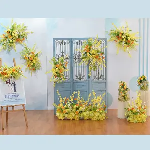 F-FD0203 Yellow outdoor lawn wedding decoration artificial flower wedding props flower ball wedding supplier