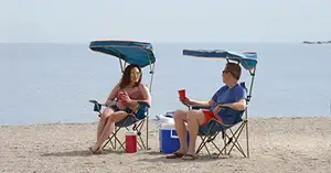 كرسي الشاطئ مع حامل الكأس مع غطاء قابل للتعديل كرسي بمظلة أنبوب التقليدي هزاز للتخييم معدني من الألومنيوم الصلب قابل للطي