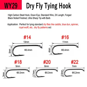 Bulk High Carbon Steel Fly Fishing Hooks 8#~22# Dry Wet Nymph Shrimp Caddis Pupa Streamer Fly Tying Hooks