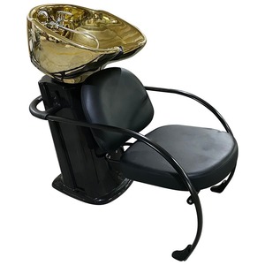 Modern Simple Portable Gold Shampoo Bowls and Chairs Black Shampoo <b>Bed</b> Ceramic Basin Hair Salon Beauty Furniture - Product Image 1