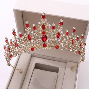 6 Colors Hair Accessories Bridal Luxury Rhinestone Wedding Bridal Crown Model Princess Tiara