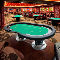 Table de poker de luxe QINLONG pour 10 joueurs, table de jeu professionnelle électronique avec LED, jetons en argile, fer, ABS, laiton, mahjong