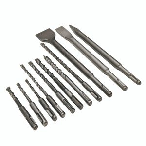 11 buah DIY Set mata bor Beton batu titik datar industri pegangan baja dengan palu putar pahat batu bata ukir SDS - Product Image 2