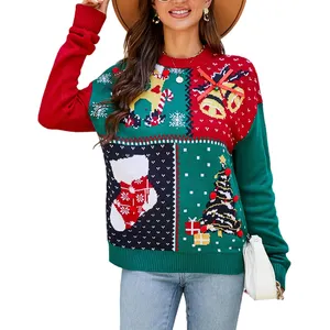 Weihnachtsglockenstrumpfhose hässlicher Weihnachtspullover weicher bequemer gestrickter Pullover Weihnachtspullover für Damen