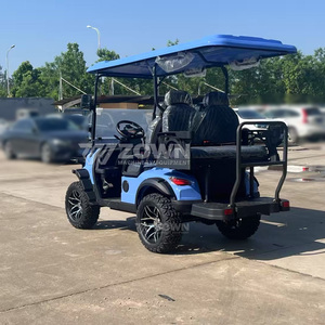 ZOWN Bright Blue 4-seat Off-road Electric Golf Cart with Two Front Two Rear-facing Seats for Tourist Attractions 2-Year Warranty - Product Image 2