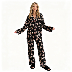 <span class=keywords><strong>Pigiama</strong></span> da donna con stampa <span class=keywords><strong>orsetto</strong></span>, in morbido cotone, a maniche lunghe, con bottoni sul colletto, camicia da notte e pantaloni lunghi, set casual e confortevole per casa e relax - Product Image 5